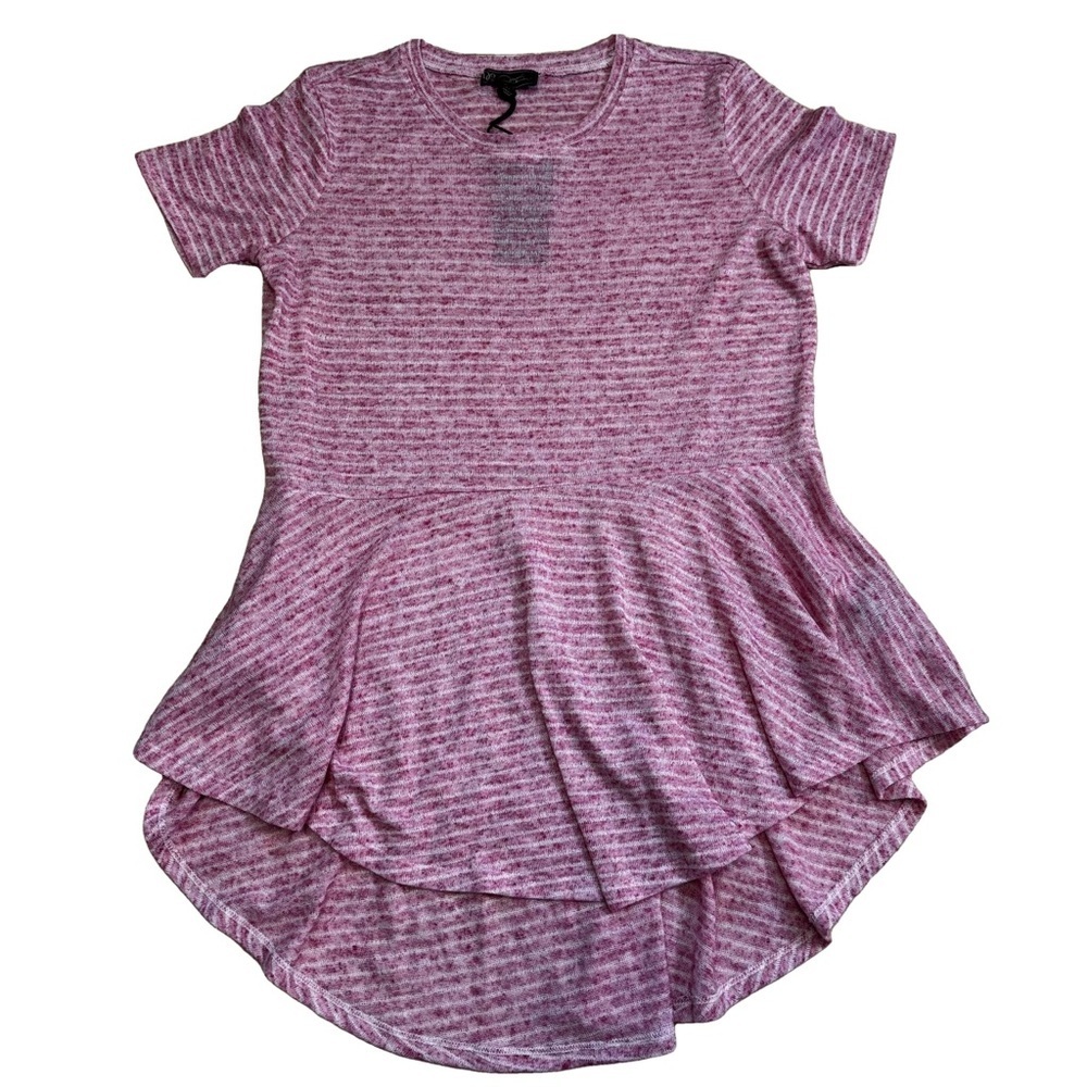 DG2 by Diane Gilman Pink and White Raspberry Striped Peplum Top Size Small NWT - Picture 6 of 8